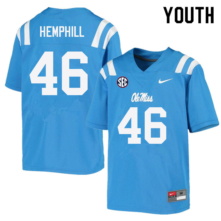 Salathiel Hemphill Ole Miss Rebels NCAA Youth Powder Blue #46 Stitched Limited College Football Jersey HVV2458JG